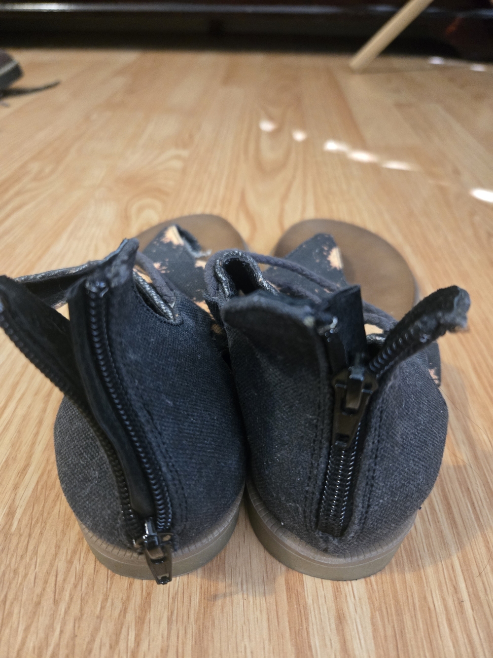 Black Canvas Zip-Back Shoes